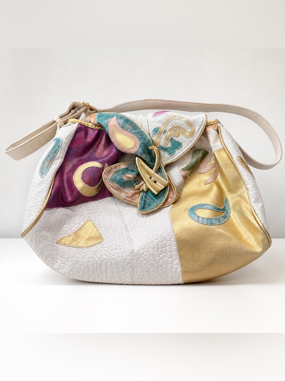 Vintage NAS BAG Frogskiin Boho Patchwork Shoulder Purse Y2K #953FG-